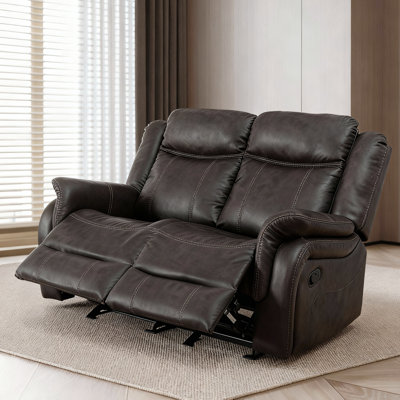 Causeuse inclinable manuelle de 56,69 po, similicuir, canapé compact pour le salon et le cinéma maison