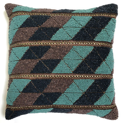  Diamond Beaded Silk Throw Pillow