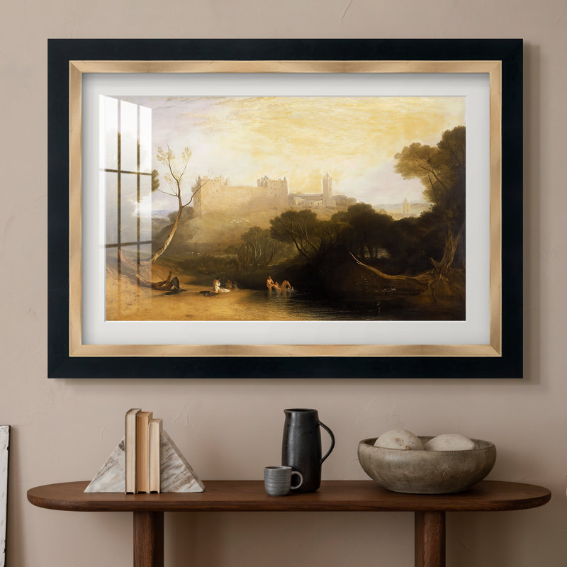 " Linlithgow Palace " by J.M.W. Turner, 20x28 INNER SIZE, Framed Print with Mat, Tuxedo Gold Edge