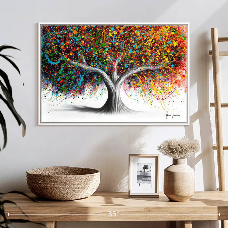 Arbre de célébration, 25 po x 17 po, Cadre flottant blanc