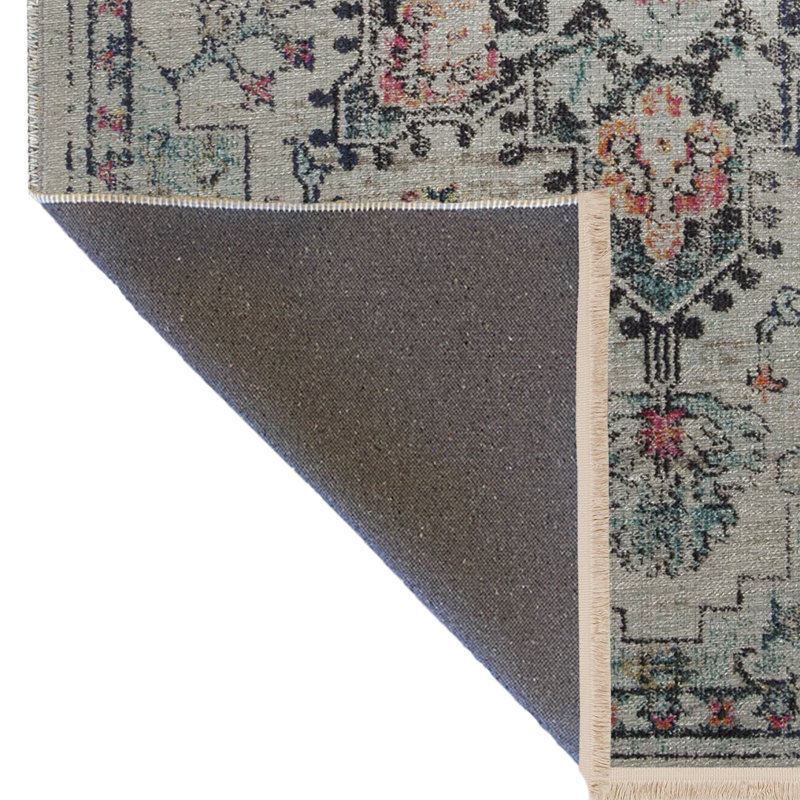 Tapis décoratif rétro à motif floral multicolore à motif floral beige, Tapis de couloir 3 pi 3,37 po x 9 pi 10,11 po