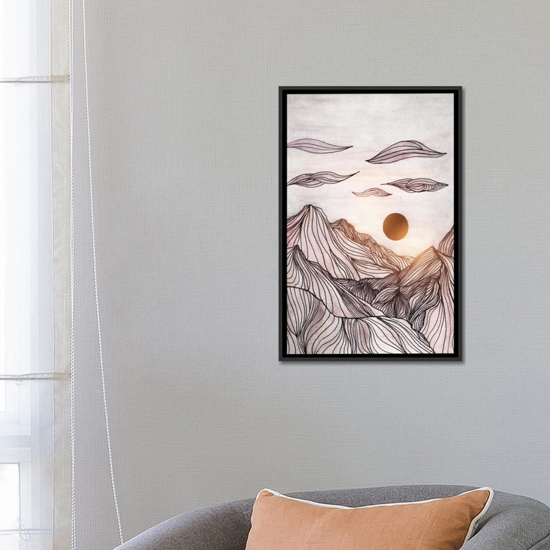 « lines », reproduction d’impression sur toile tendue, H 26 po x l 18 po x P 1,5 po, Toile avec cadre noir, Pas de tapis