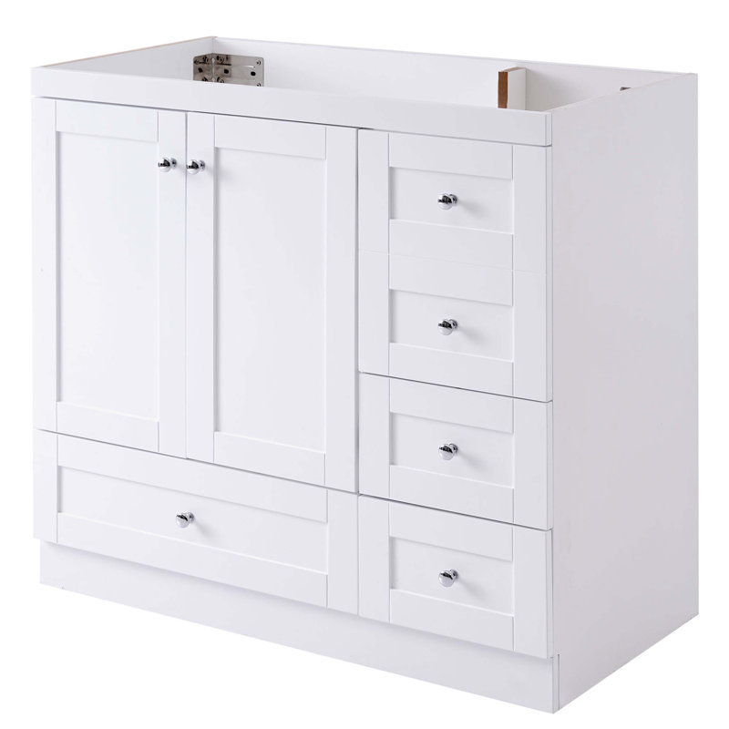 [Cabinet seulement] Meuble-lavabo de 36 po (lavabo non inclus), Blanc / Blanc