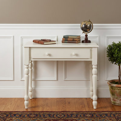 34" Off White Solid Wood Writing Desk
