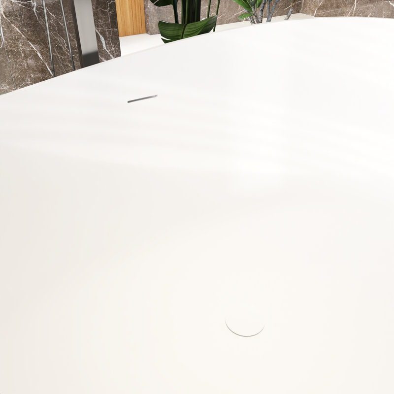 63 " L x 37.4 " W Freestanding and Mounting / Installation Required Soaking Solid Surface Bathtub