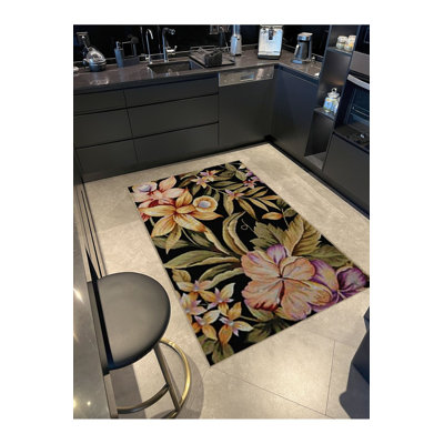 Multi Colour Mixed Floral Flower and Leaf Pattern Creative Modern Decorative Machine Washable Area Rug