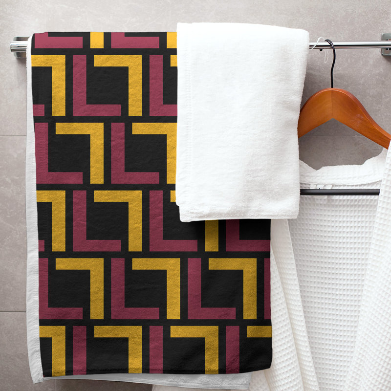 Bath Towel, Black/Red/Yellow