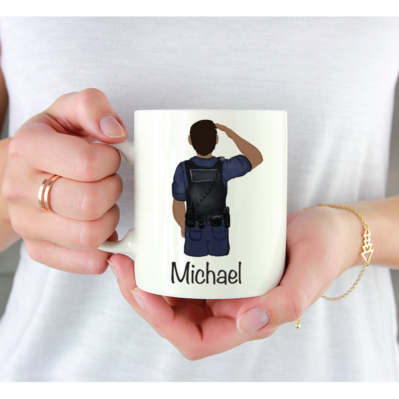 Tasse à café personnalisée, Policier homme jaune / noir 29, Oui
