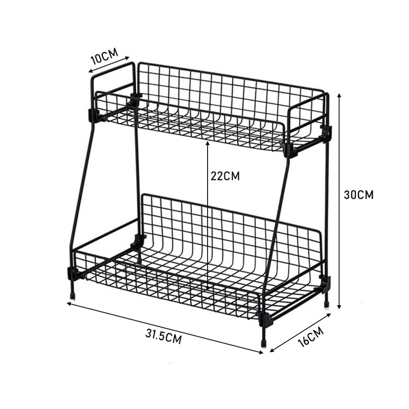 Freestanding Spice Rack with Adjustable Racks, H30cm x W16cm x D31.5cm