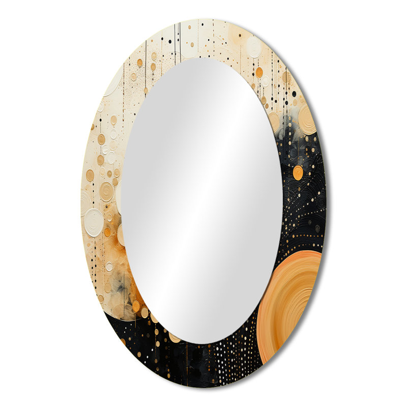 Monochrome Medley IV - Grand miroir mural ovale sur métal, 36 po x 24 po