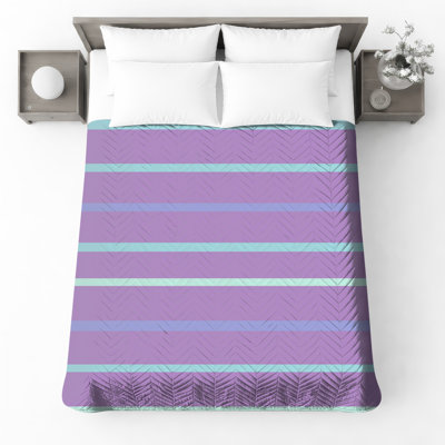 Purple Blue Striped Quilted Bedspread All Sizes