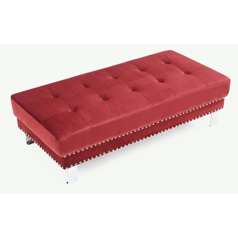 Repose-pieds élégant et contemporain, Velours cerise