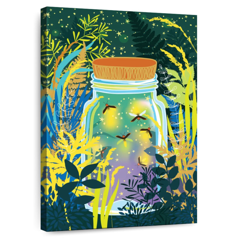 Glass Jar Fireflies, 51" H x 34" W