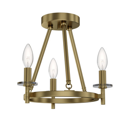 Plafonnier semi-encastré 3 lumières Sapello Plug & Play de style transitionnel et moderne - 11,35 po de hauteur et 13 po de largeur