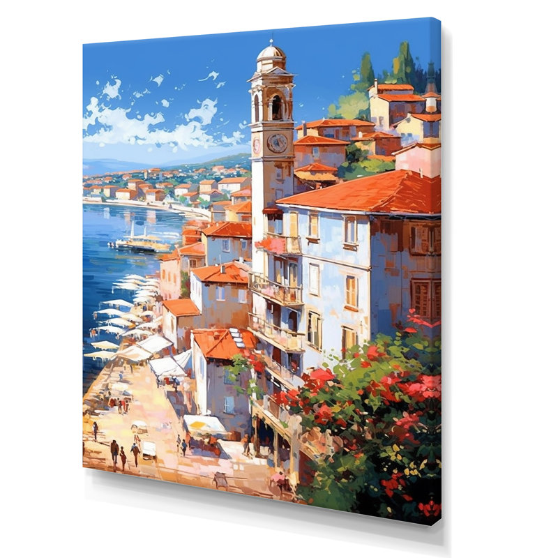 Scenic Views of Italy Canvas Art in Peach and Blue