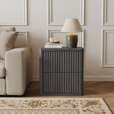 Fluted Nightstand With 2 Pop-Up Drawers by Latitude Run