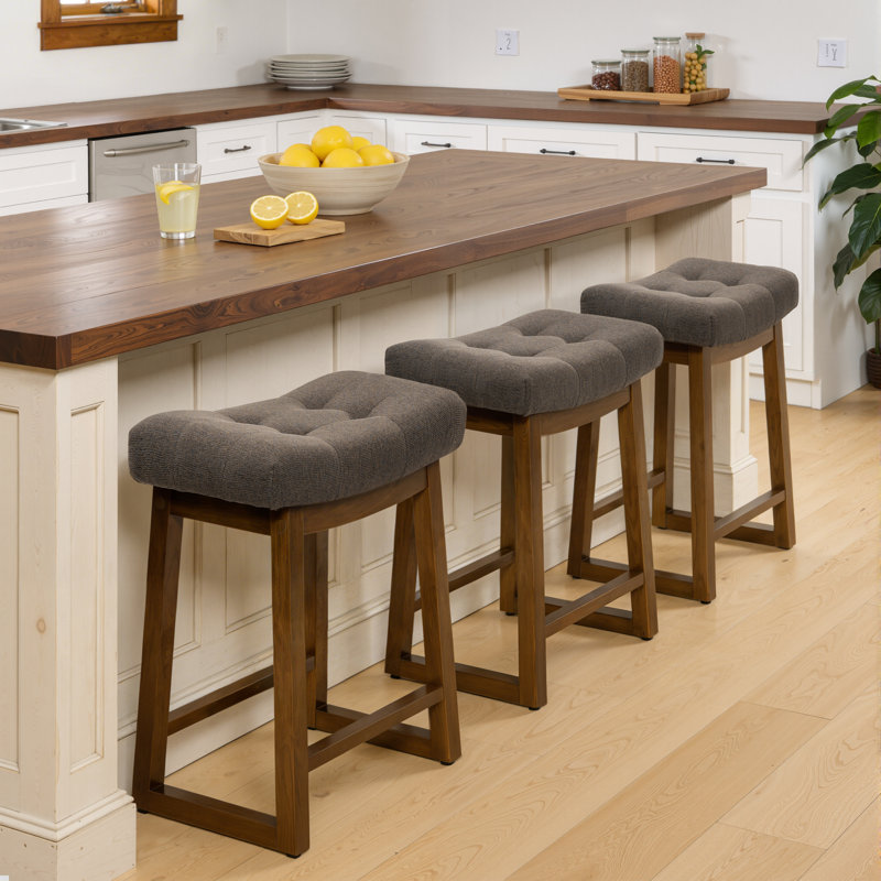 Tabouret de bar 24 po Cindina, Lin brun / bois