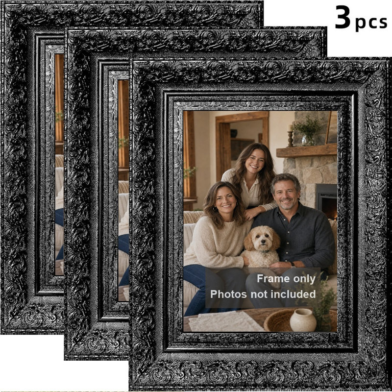 Cadre photo noir 3 pièces 11 "x 14" style Heritage avec profil décoratif noir