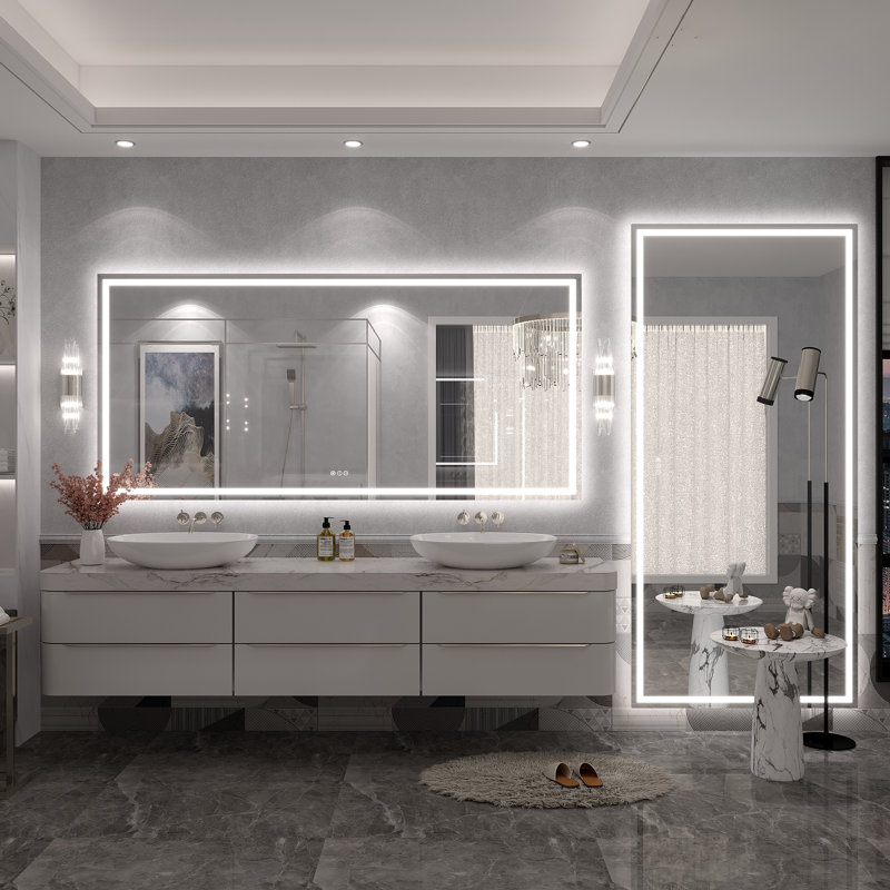 Miroir de salle de bain Molly Framelss, 77 po x 36 po, Transparent