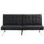 Lit polyvalent 2, structure en bois, pieds en acier inoxydable, lit en cuir noir avec structure,