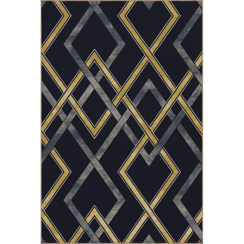 Tapis noir à motif géométrique lavable, Sous-tapis carré 3 pi 3 po inclus