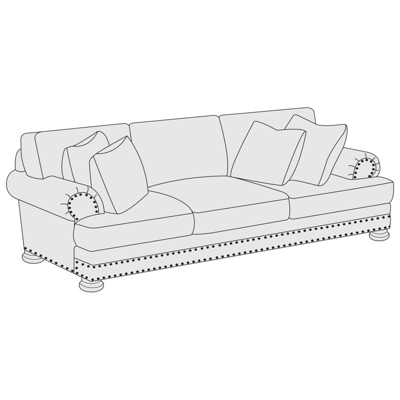 Foster 97.5" Sofa with Reversible Cushions, Cream Chenille 1345-002, Blanca