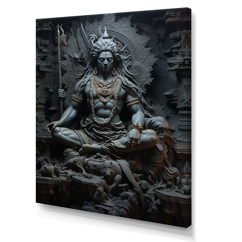 Hindouisme Shivas Somber ardoise encadrée sur toile, Toile tendue, H 40 po x l 30 po x P 1,5 po