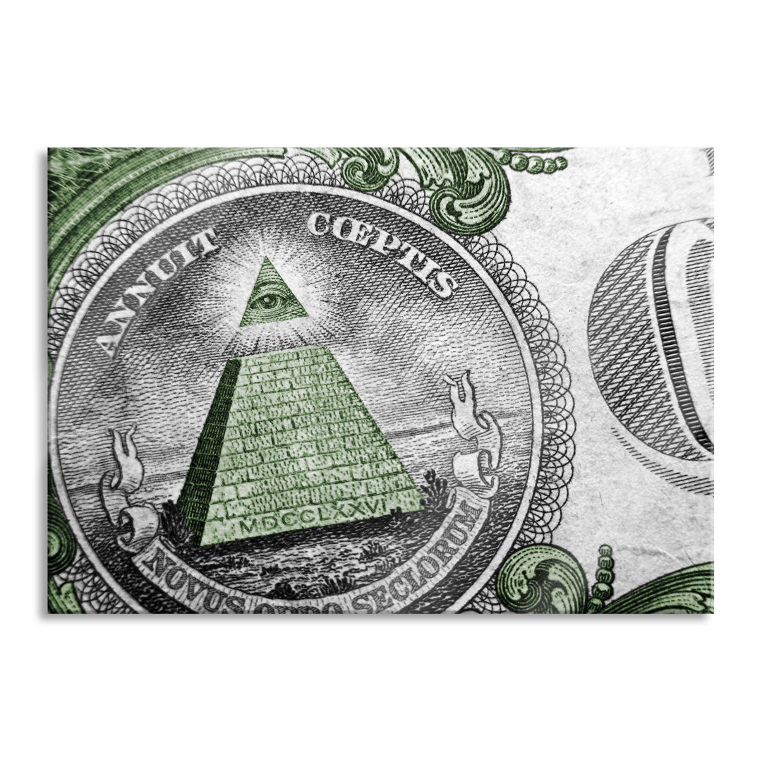 Glasbild Illuminaten-Pyramide Dollar