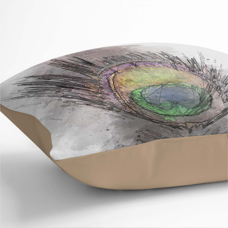 Abstract Square Throw Cushion, 40cm H x 40cm W x 15cm D, Stone