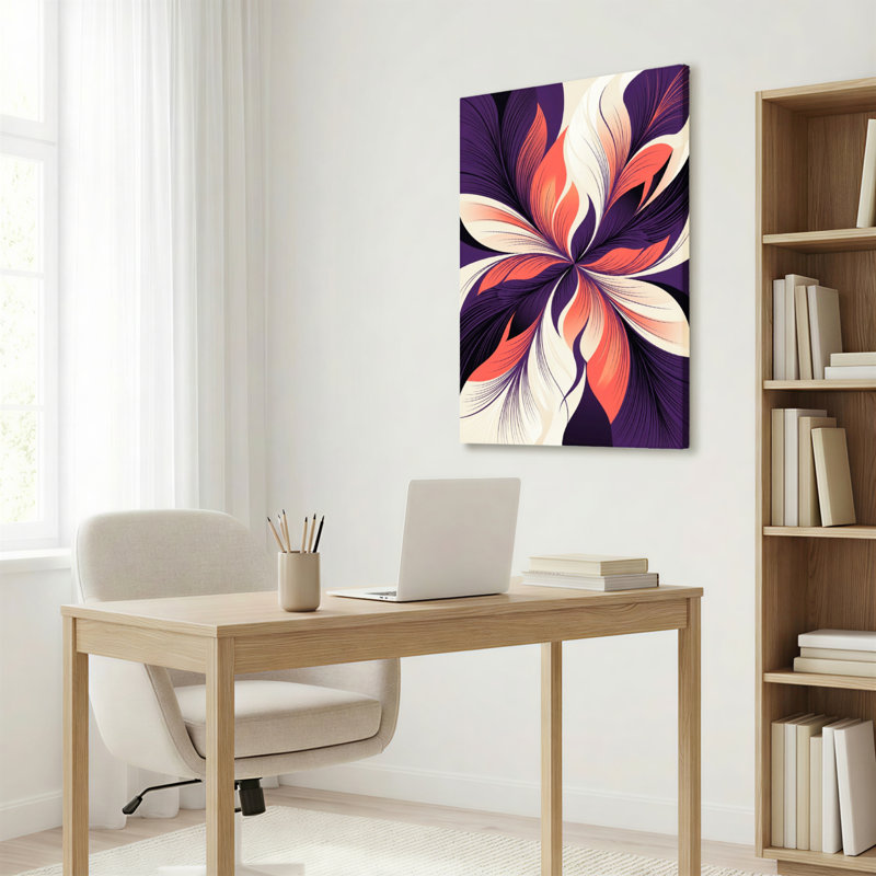 Ensemble de 1 tableau sur toile à motif floral abstrait, H 18 po x l 12 po