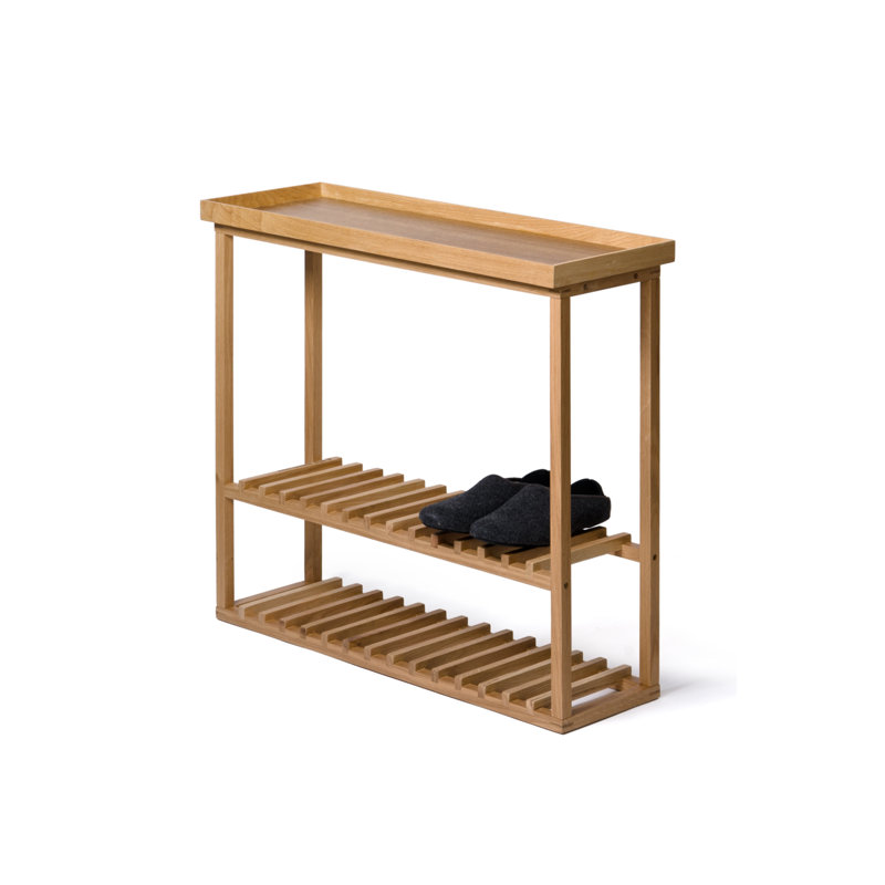 32'' W Solid Wood Console Table, Black, Natural