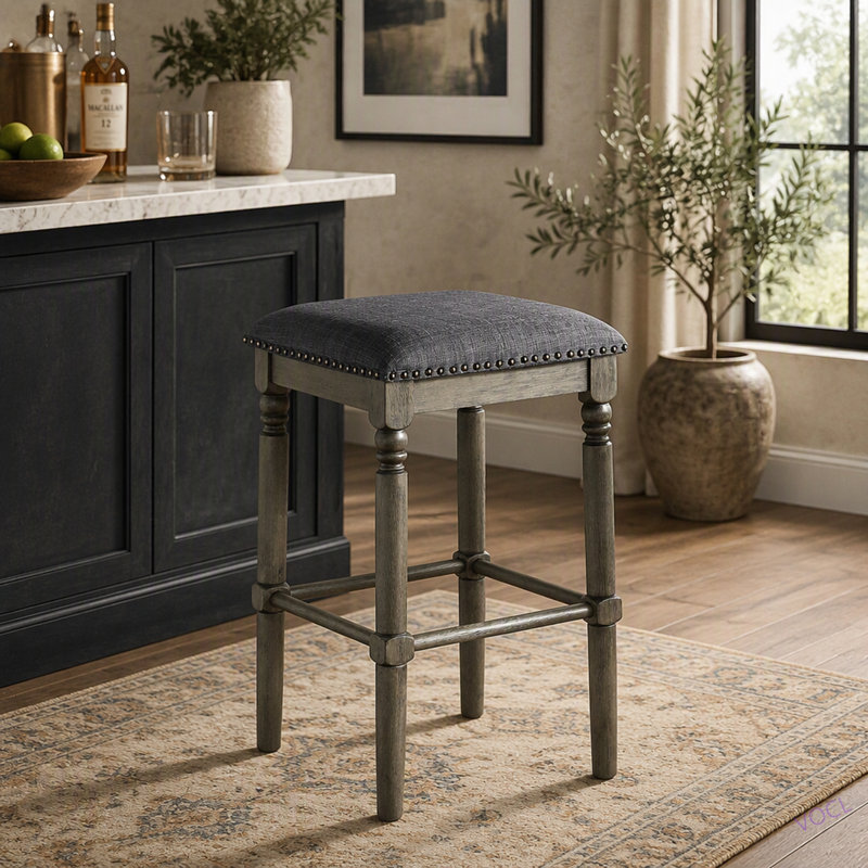 Tabourets de bar en bois Arnhem, ensemble de 2, Gris, Gris