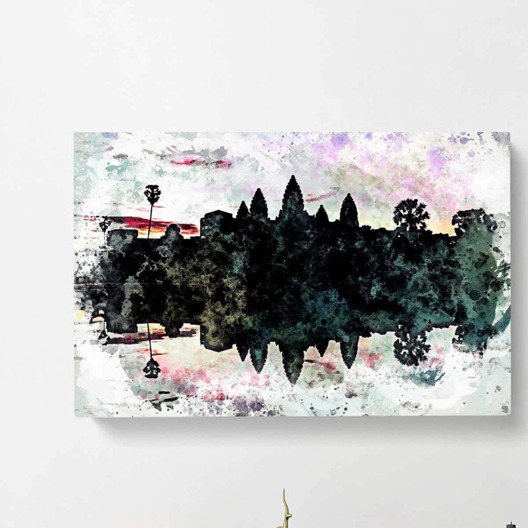 Angkor Wat in Cambodia in Abstract - Wrapped Canvas