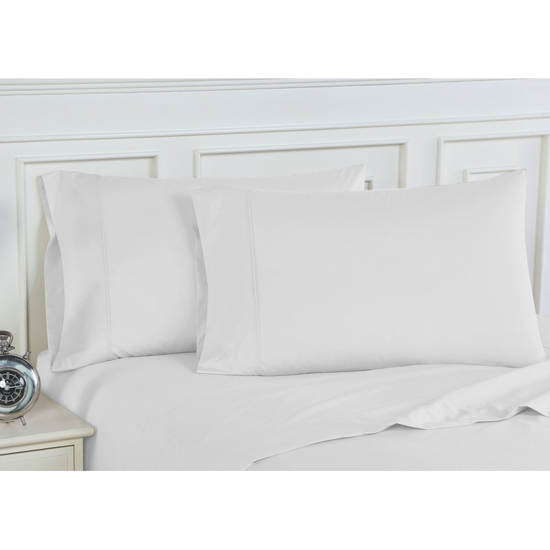 Curtia 200 Thread Count 100% Cotton Percale Sheet Set, Cal.King Sheet Set+Fitted Sheet + 2 Pillowcases, White