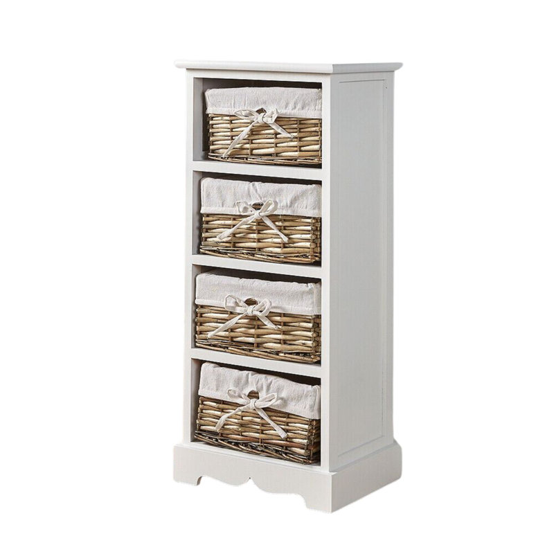 Casey Fully Assembled 4 Basket Drawer Chest, White