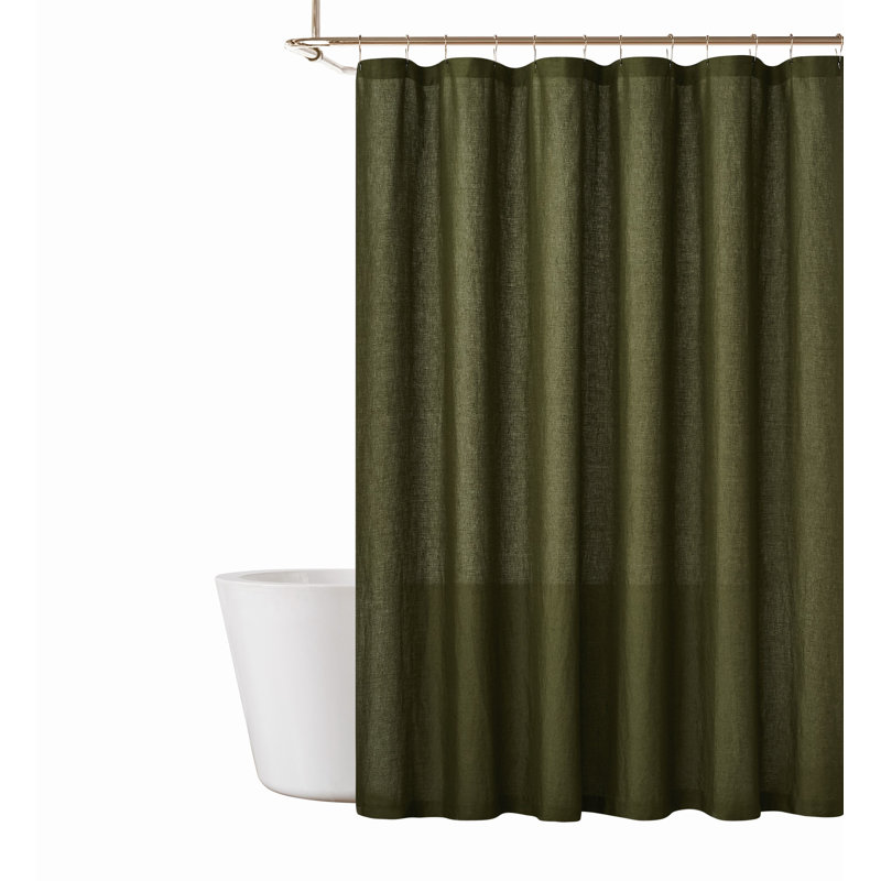  Rideau de douche en lin, Vert mousse