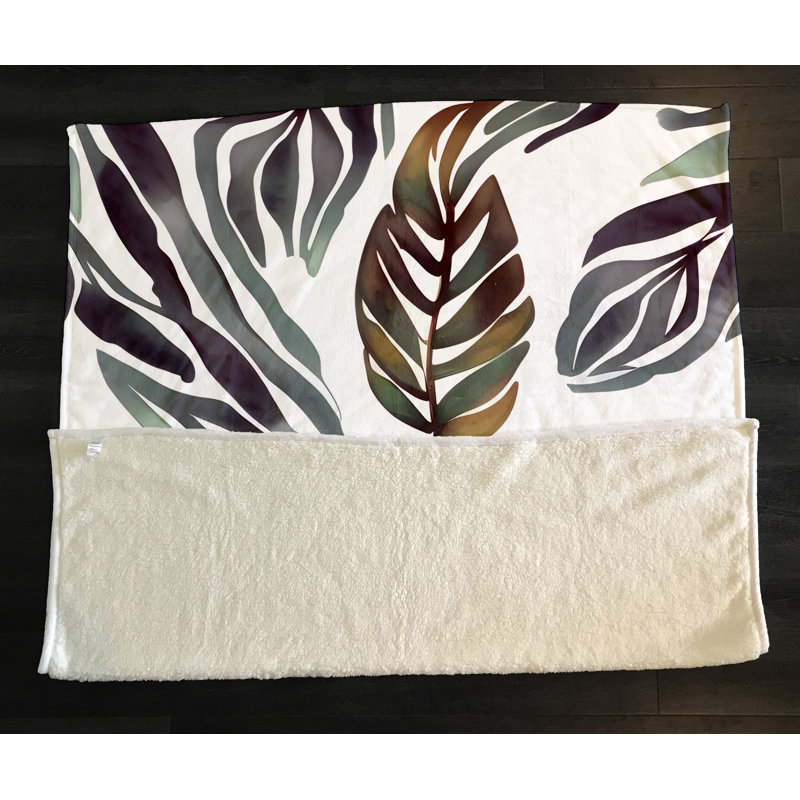 Throw Blanket, 68" W x 80" L, Floral/Abstract, Gray/Orange