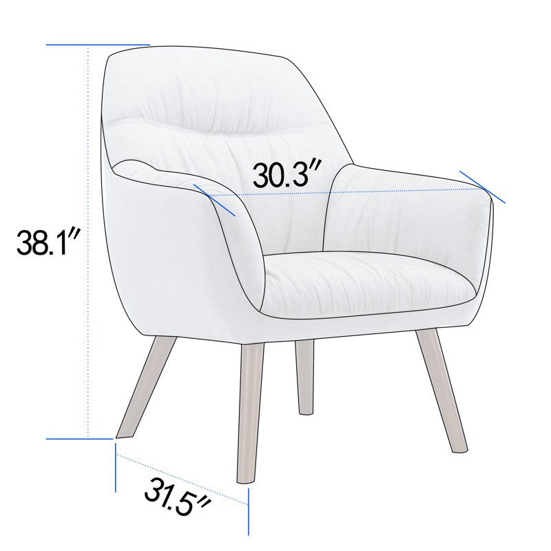 30.31" Wide Stitch-Tufted Linen Blend Upholstered Armchair, Navy Blue