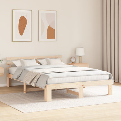 Bed Frame with Headboard Solid Pine Wood