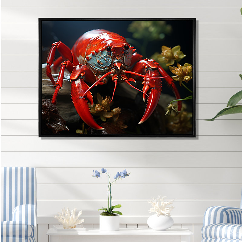Red Mantis Shrimp, reproduction de photo sur toile, H 24 po x l 32 po x P 1 po, Cadre flottant noir