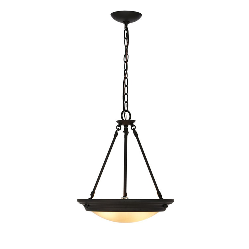 Luminaire suspendu bol simple à 2 lumières, Bronze, Ambre