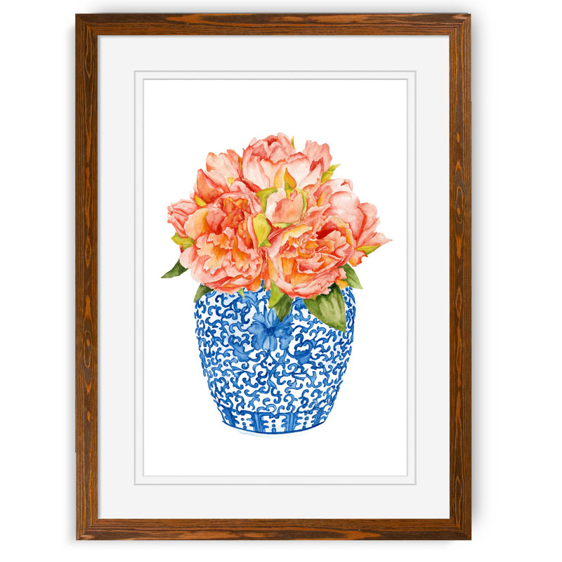 " Sweet Peonies II " by Paul Cezanne, Maple Print Framed, 22" H x 16" W x 1" D