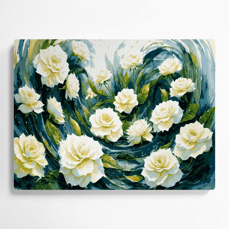 Botanical Gardenias Beige Metal Wall Art, 16" H x 20" W