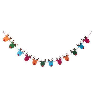 Tissu 68 po. Bannière de Noël pompons multicolores