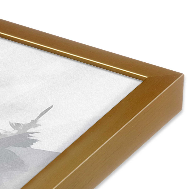Smoky Pines, 25.25" H x 37.25" W, Single Picture Frame Polished Gold