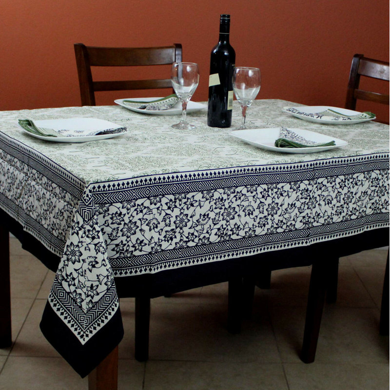 Jarmericus Cotton Tablecloth, Black/Green
