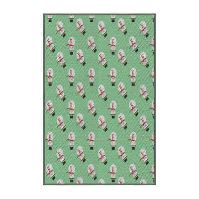 Tapis vert/rose/jaune à motif