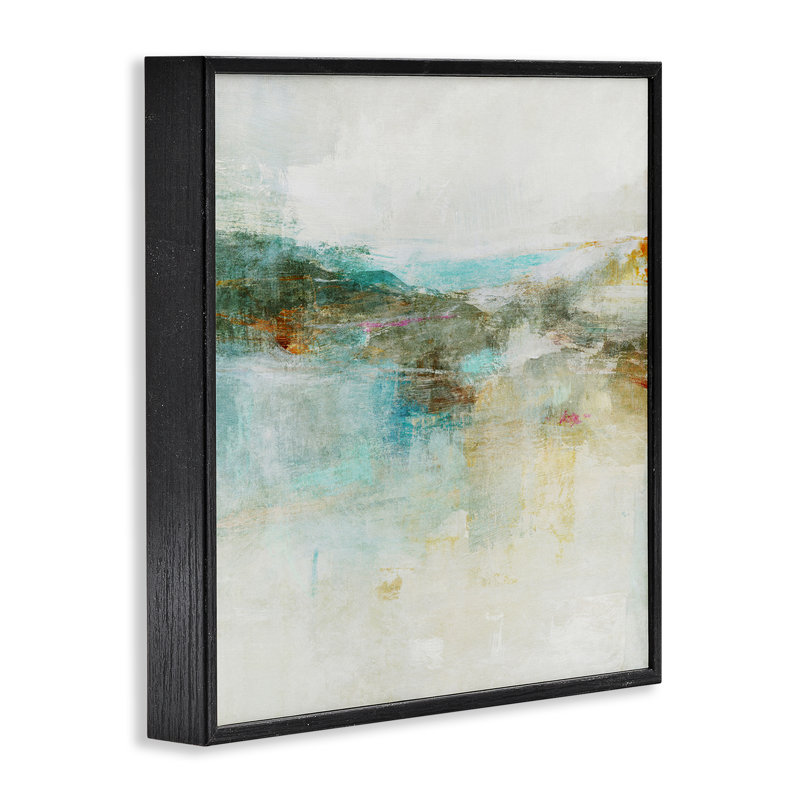 «Hills & Water Abstraction», art de la giclée encadrée par Suzanne Nicoll, H 12 po x l 12 po, Giclée encadrée noir minuit