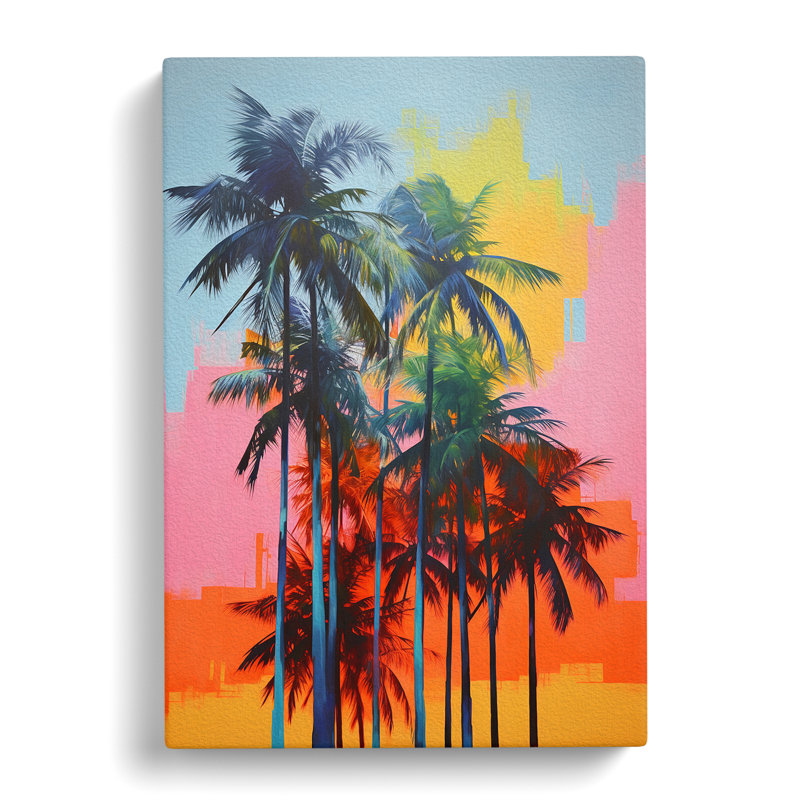 Palm Tree Colour Field - Wrapped Canvas, 60cm H x 40cm W x 3cm D