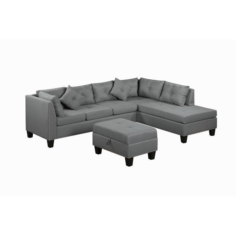 104.5" Upholstered Sofa,Chaise & Ottoman